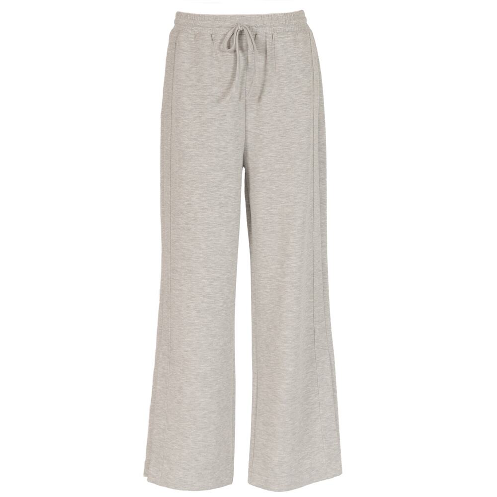 Wide Leg Drawstring Track Pants - Light Gray